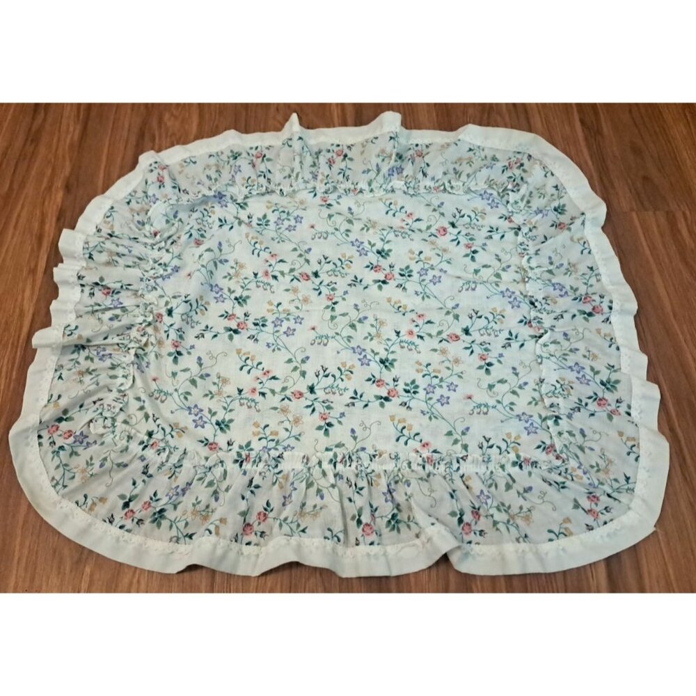 Standard Pillow Sham White Floral Pink Yellow Ruffled Edge Cottage Country